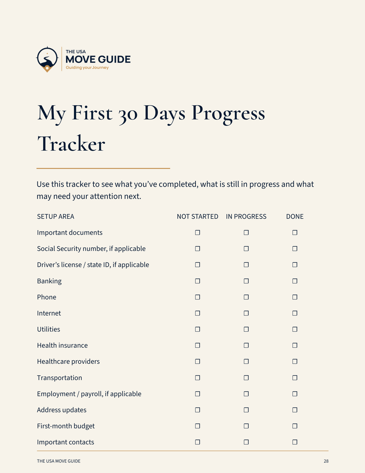 My First 30 Days Progress Tracker