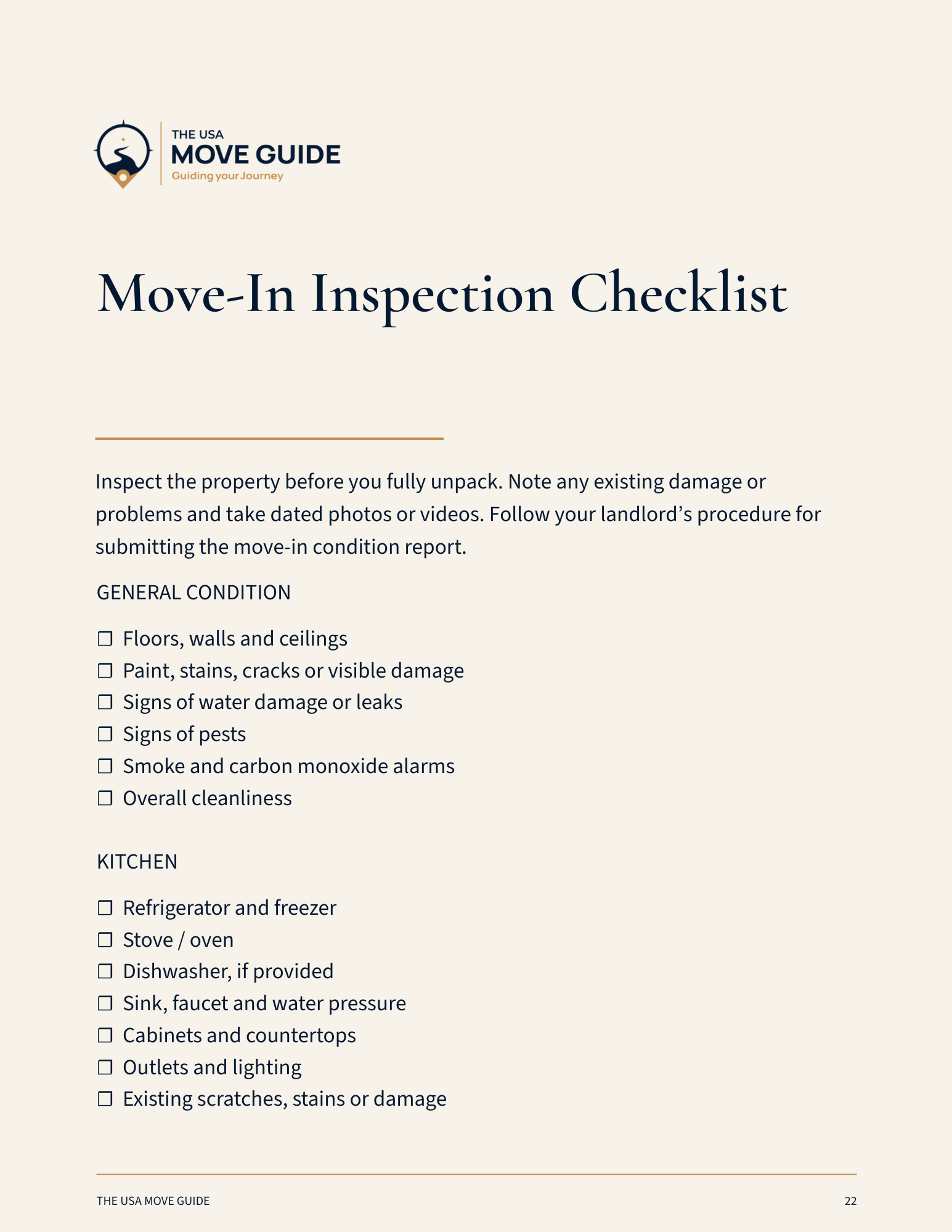 Move-In Inspection Checklist